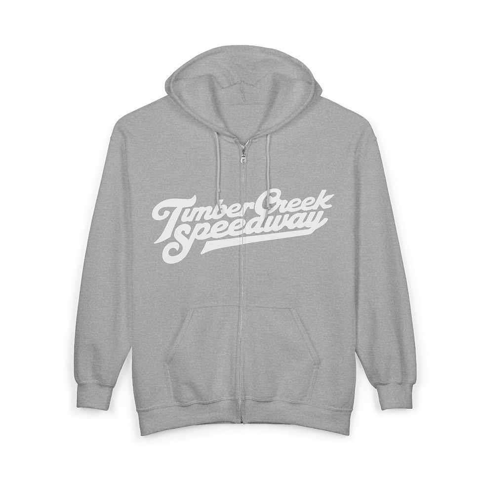 Thumbnail: Front view of our Vintage Diecast Racing Zip Hoodie in grey