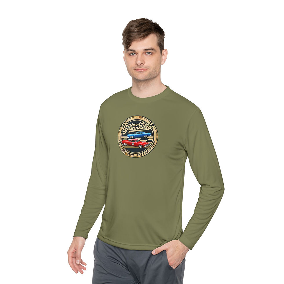 Thumbnail: Man wearing our Diecast Car Racing tee in olive green