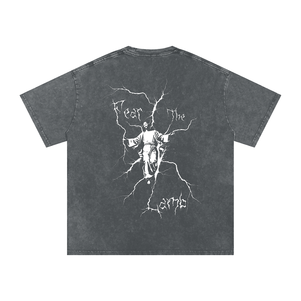 Thumbnail: Fear The Lamb, Unisex Snow Washed Oversized Cotton T-Shirt