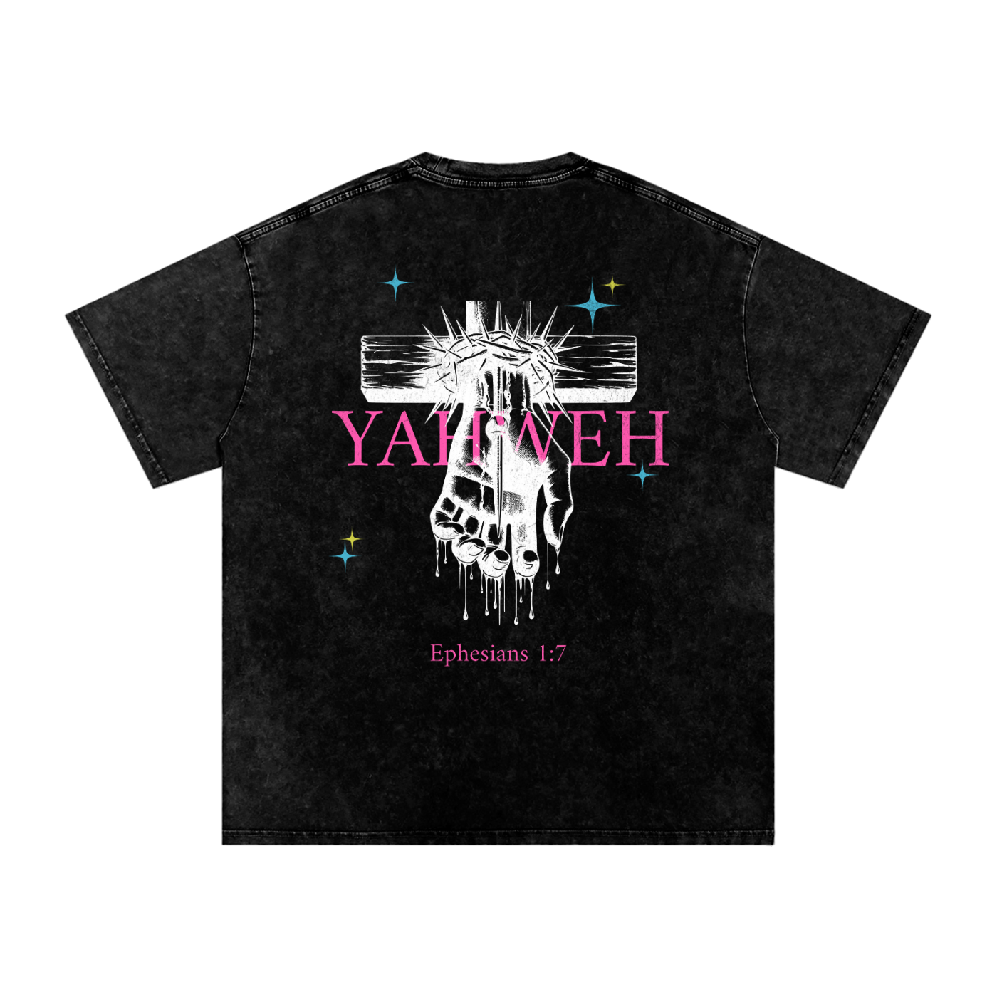YAHWEH Unisex Snow Washed Oversized Cotton T-Shirt