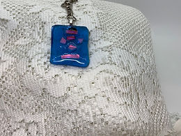 Skull Blue Glass Tiki Head Keychain