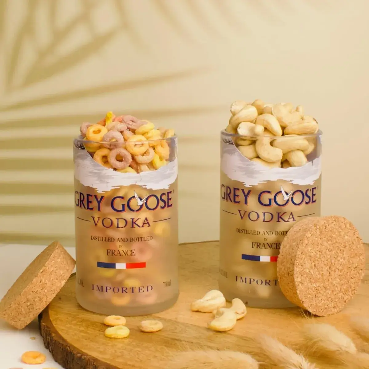 Grey Goose Bottle Jars With Cork Lids Storage Jar I Set Of Two I Upcucled Bottle