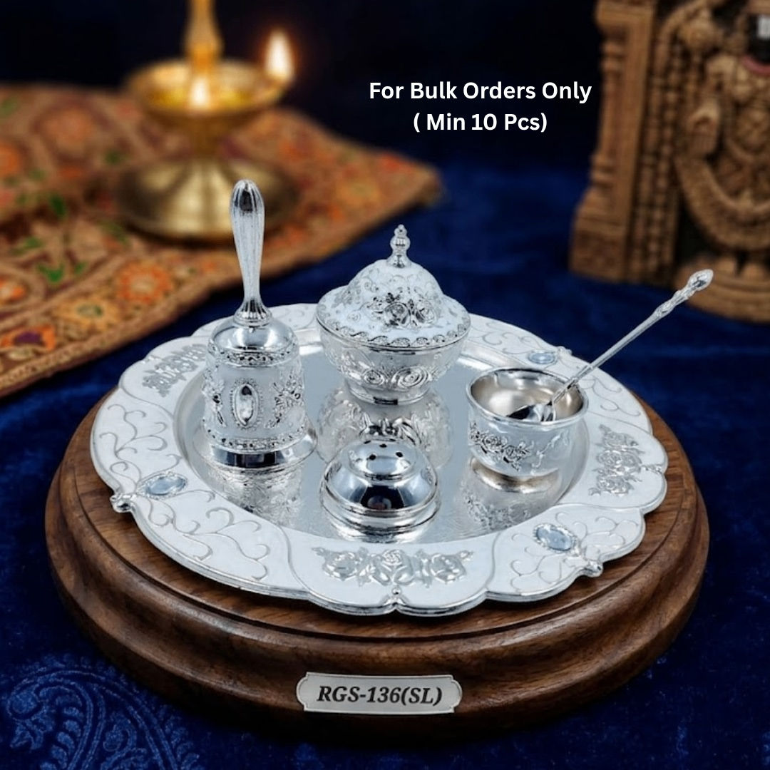 German Silver Pooja Thali Set