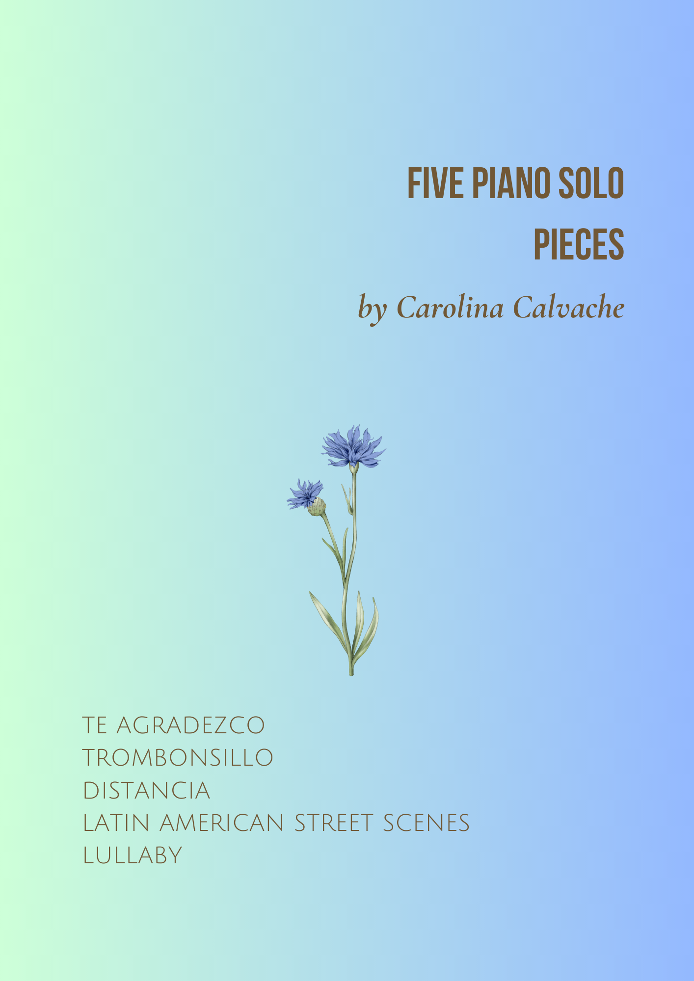 Pre Order - Five Piano Solo Pieces PDF Book