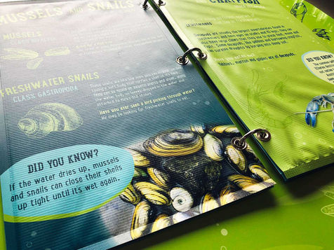 Tactile printed vinyl pages mounted to a sign panel
