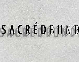 Sacred Bundle lettering installed on wall of building
