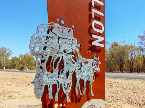 Town entry sign for Bollon in the Balonne Shire of regional Queensland.