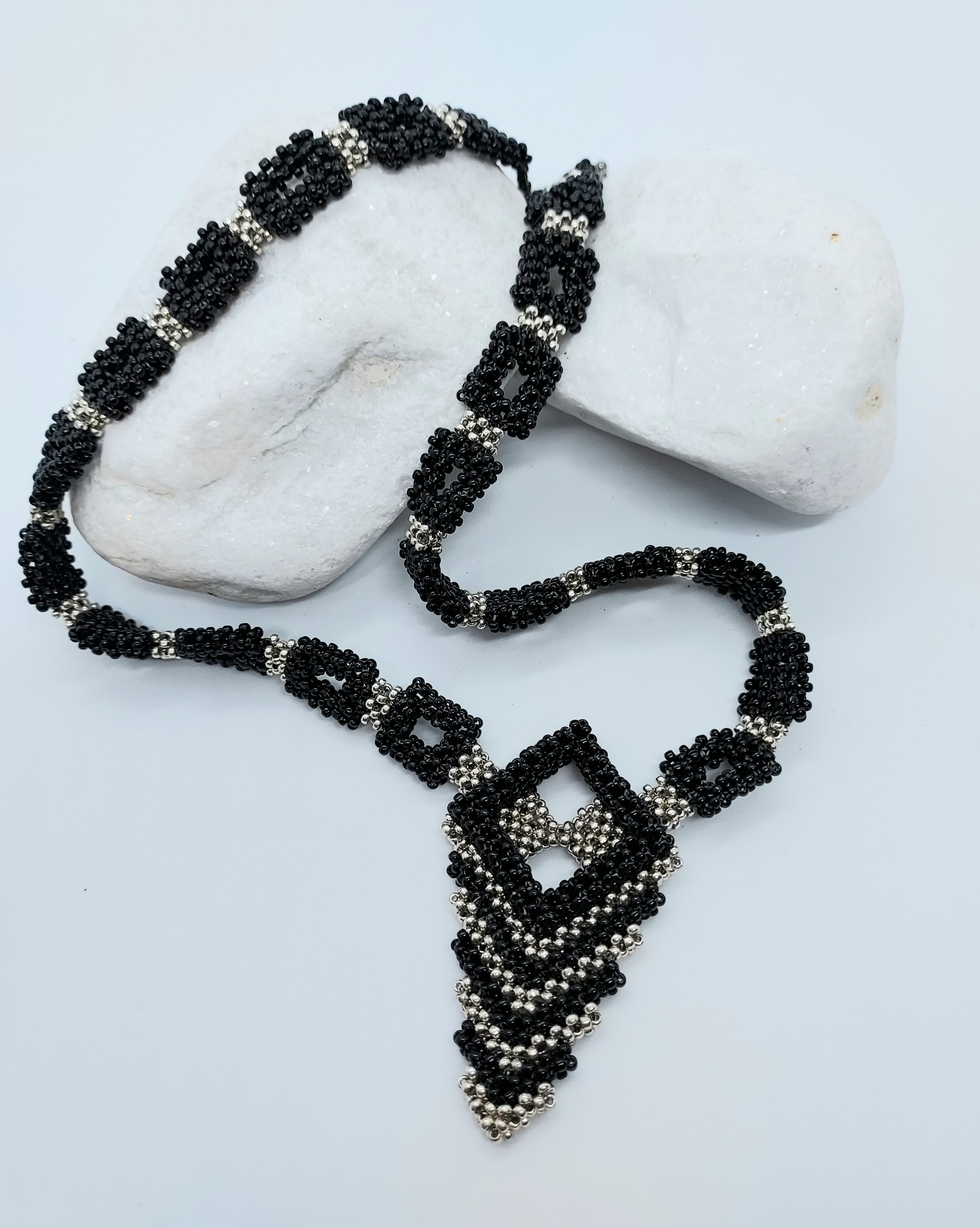 Black & Silver Art Deco Necklace