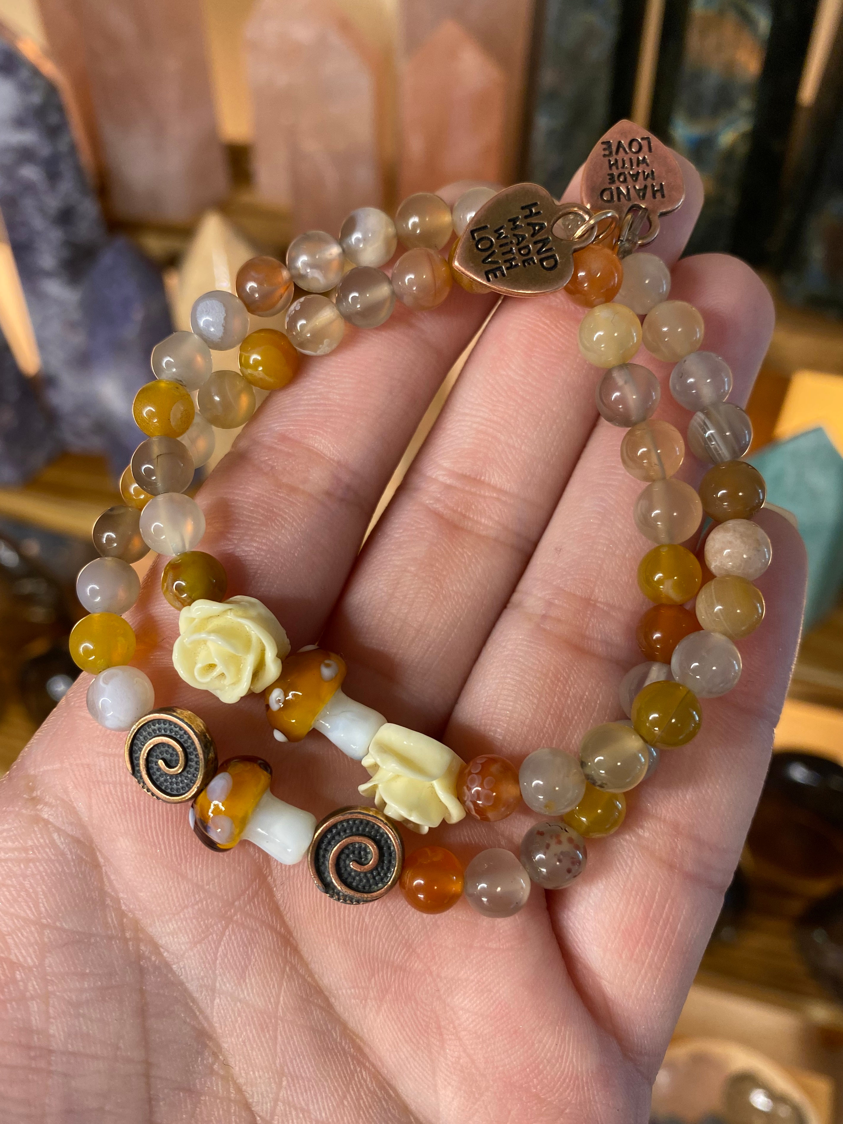 Flower Agate Mushie Bracelets