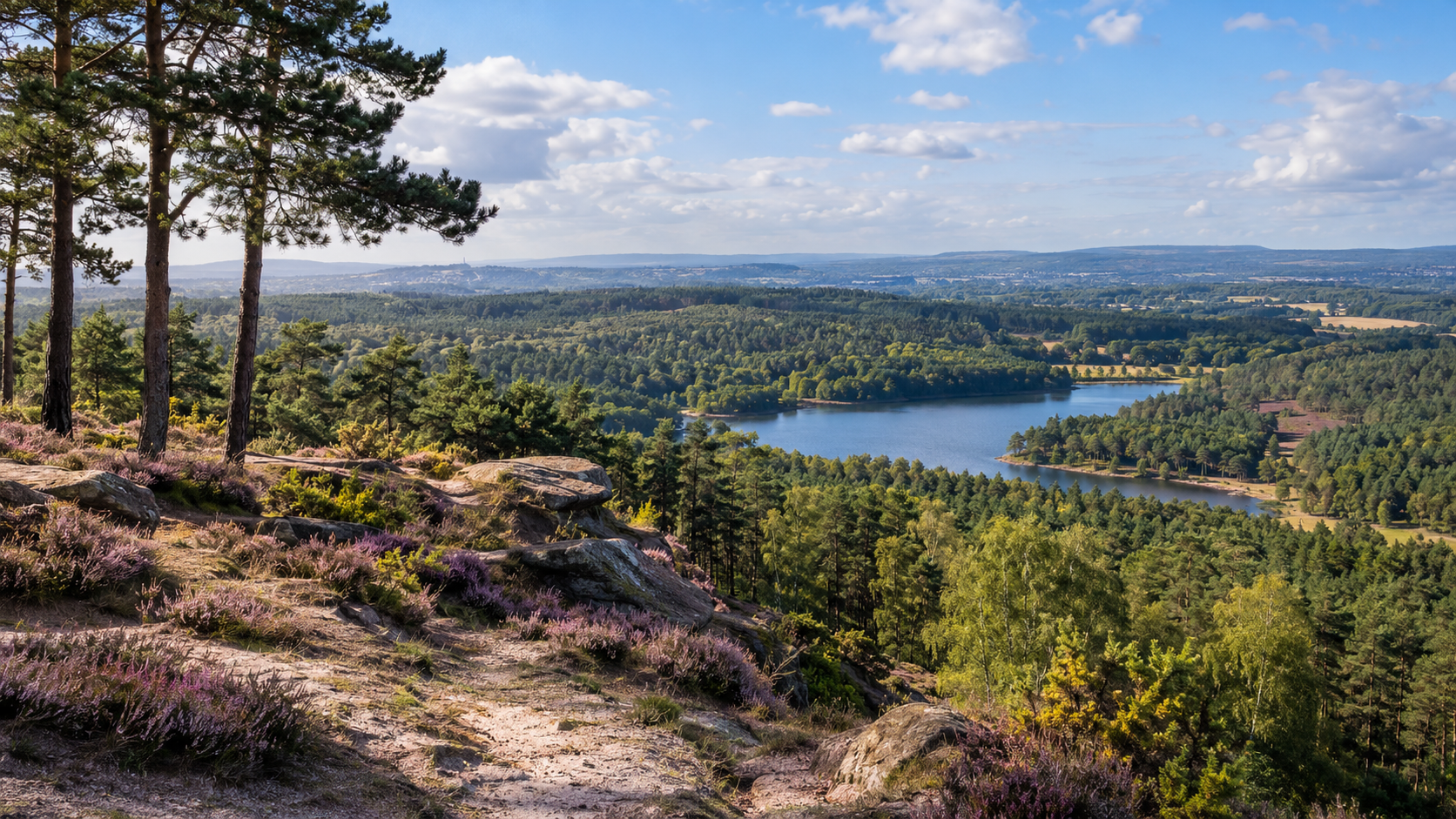 Cannock Chase landscape and reservoir representing spray cork insulation services in Cannock