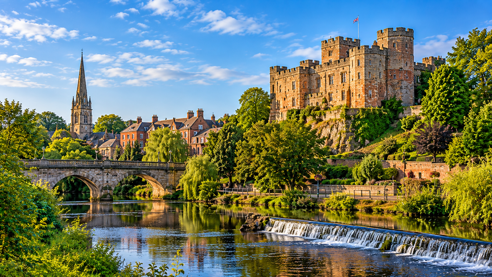 Tamworth Castle and riverside representing spray cork insulation services in Tamworth