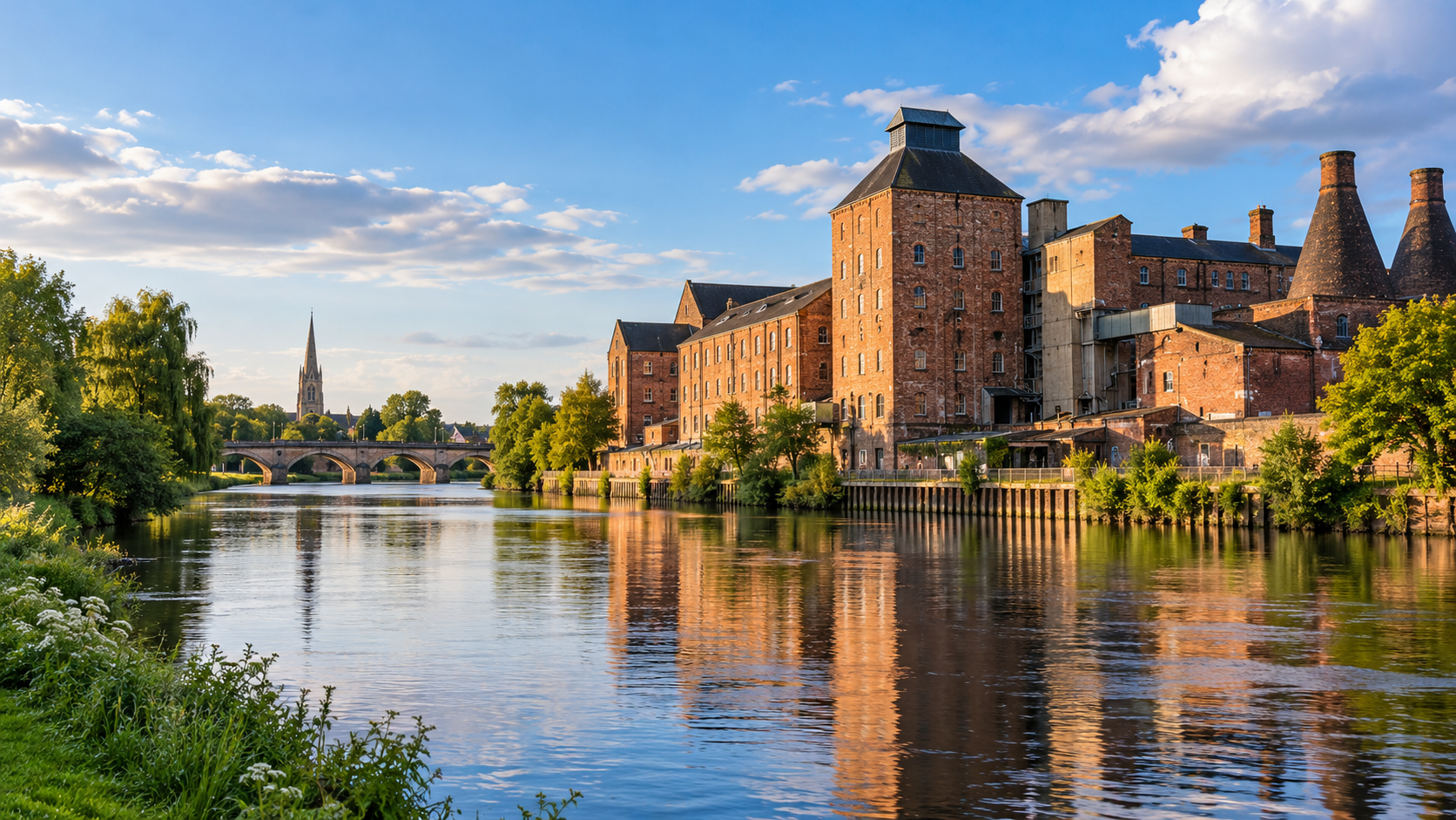 Burton upon Trent brewery heritage and riverside representing spray cork insulation services in Burton upon Trent