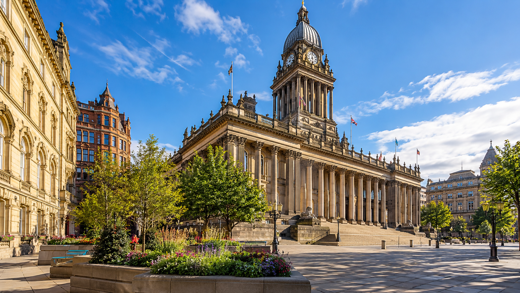 Leeds Town Hall and civic quarter representing spray cork insulation services in Leeds