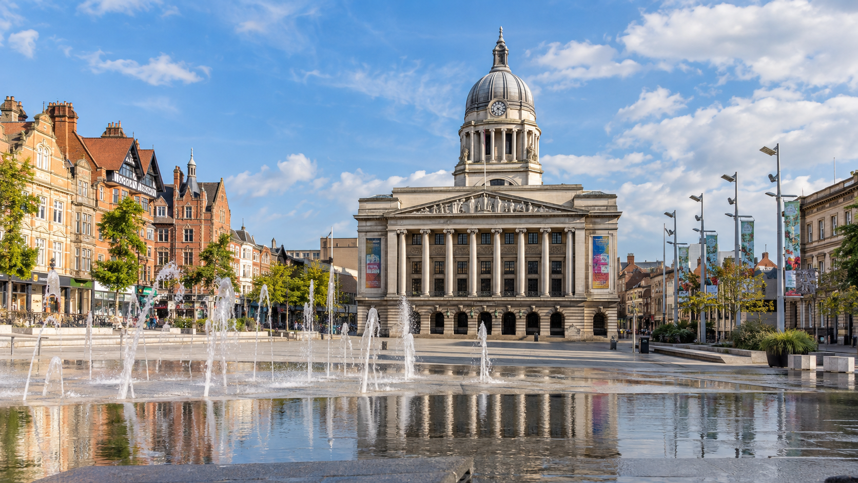 Nottingham Council House and Old Market Square representing spray cork insulation services in Nottingham