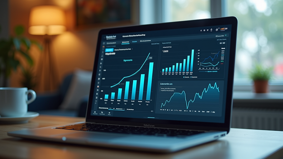 Close-up view of a laptop screen showing marketing analytics dashboard