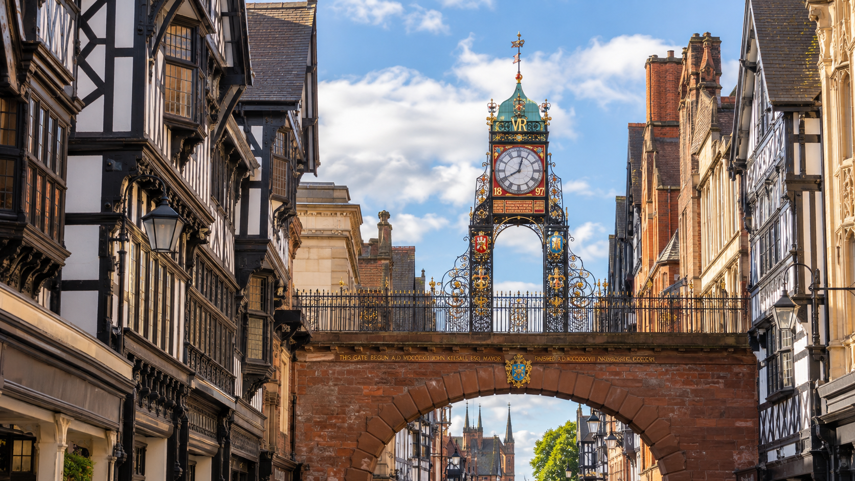 Chester Eastgate Clock and historic Rows representing spray cork insulation services in Chester