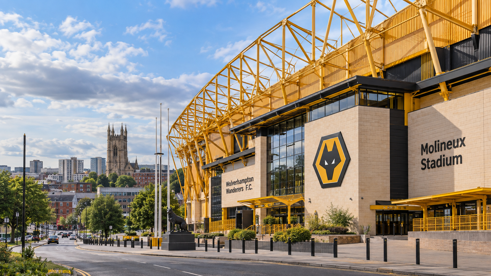 Molineux Stadium and Wolverhampton skyline representing spray cork insulation services in Wolverhampton
