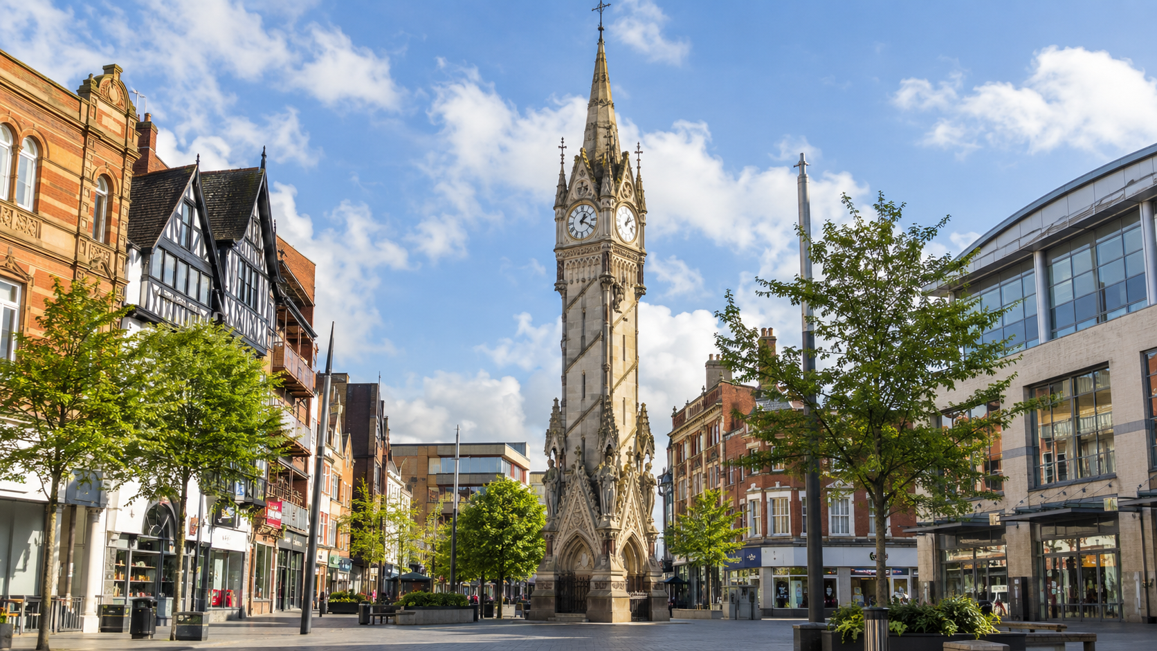 Leicester city centre Clock Tower representing spray cork insulation services in Leicester