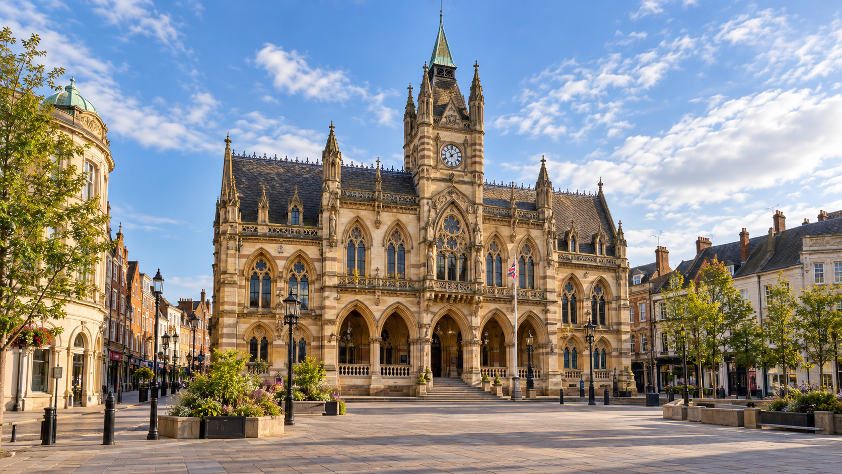 Northampton Guildhall and town centre representing spray cork insulation services in Northampton