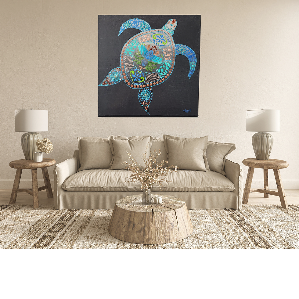 Ocean's Mosaic Turtle blue wall décor living room décor