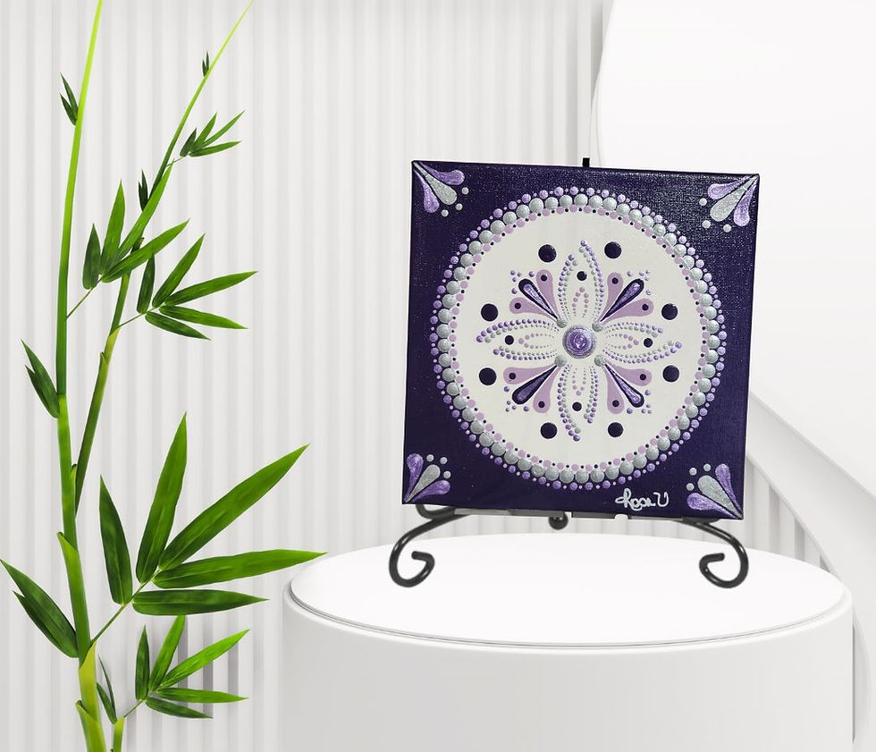 Purple and silver Celtic cross mandala iron easel display
