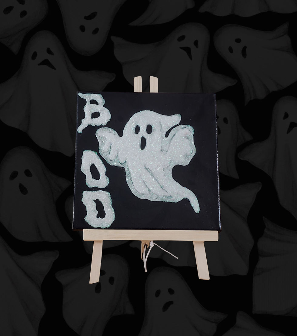 glitter ghost canvas on a black ghost background