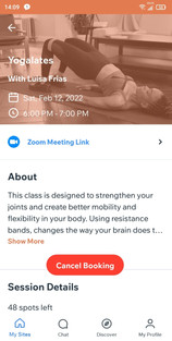 New class details page on the native application
