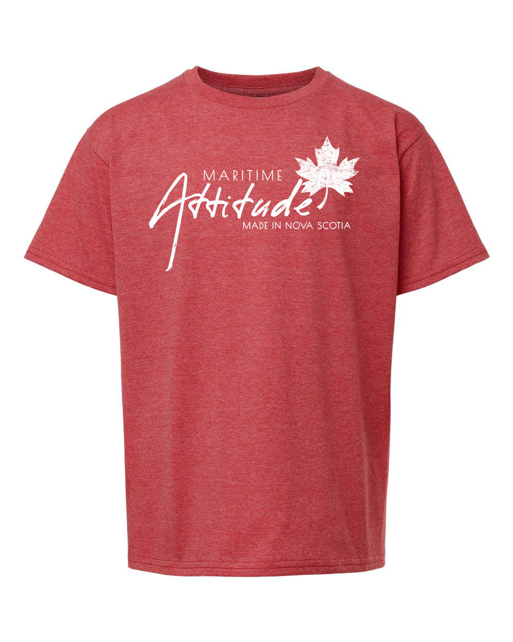 Heather Red - Youth Maritime Attitude Soft T-Shirts - White