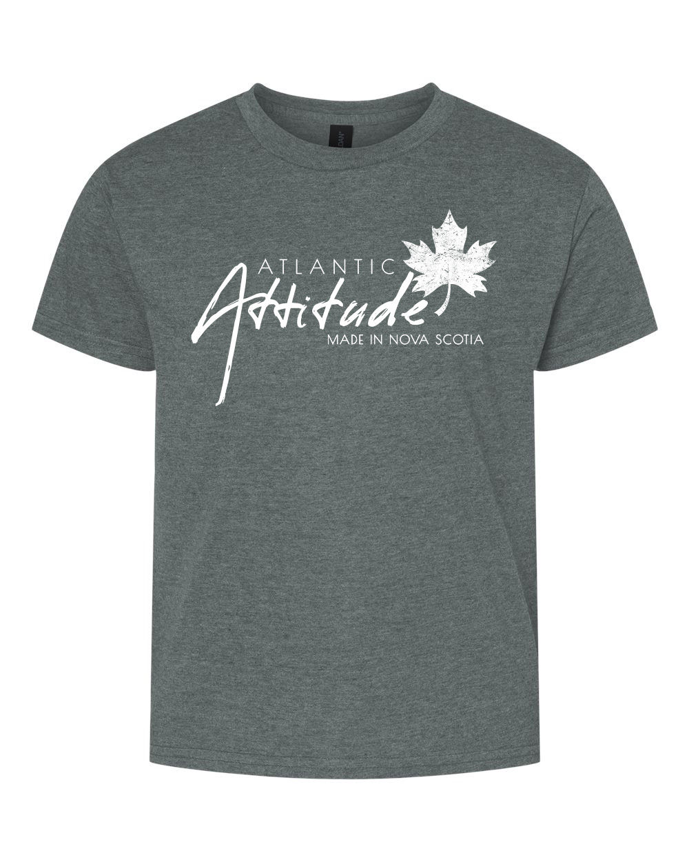 Heather Dark Grey - Youth Atlantic Attitude Soft T-Shirts - White
