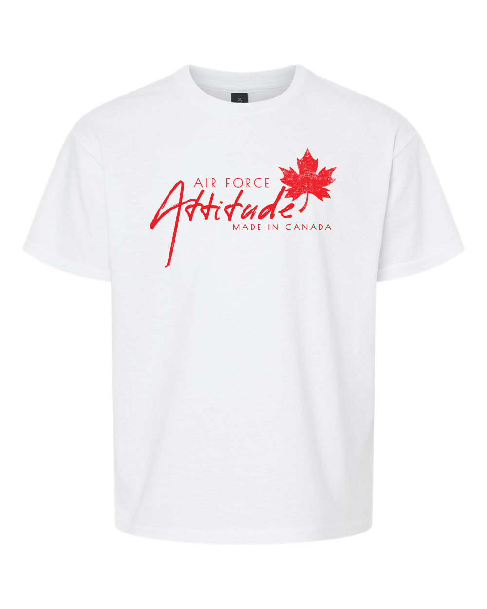 White - Youth Air Force Attitude Soft T-Shirts - Red