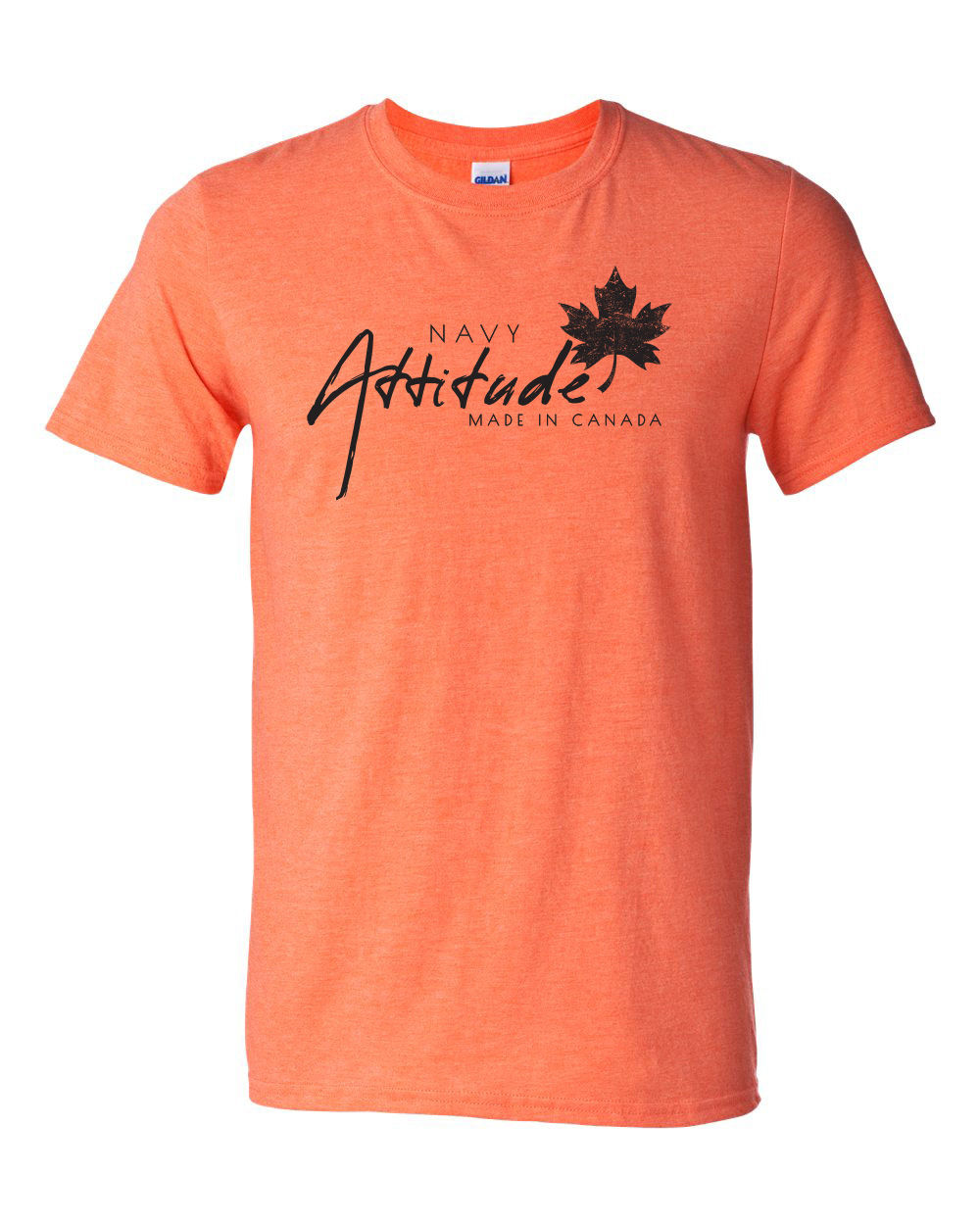 Heather Orange - Navy Attitude Soft T-Shirts - Black