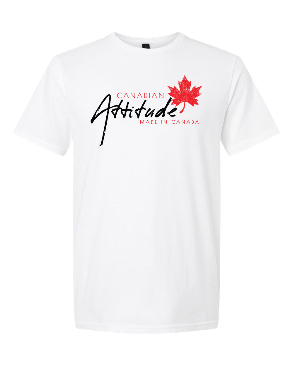 White - Canadian Attitude Soft T-Shirts - Black and Red