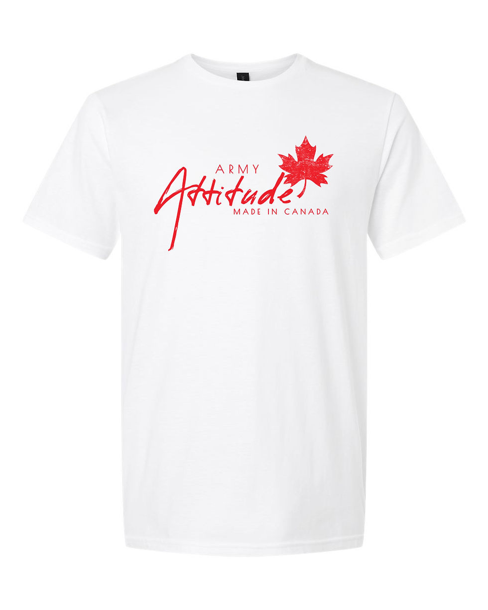 White - Army Attitude Soft T-Shirts - Red