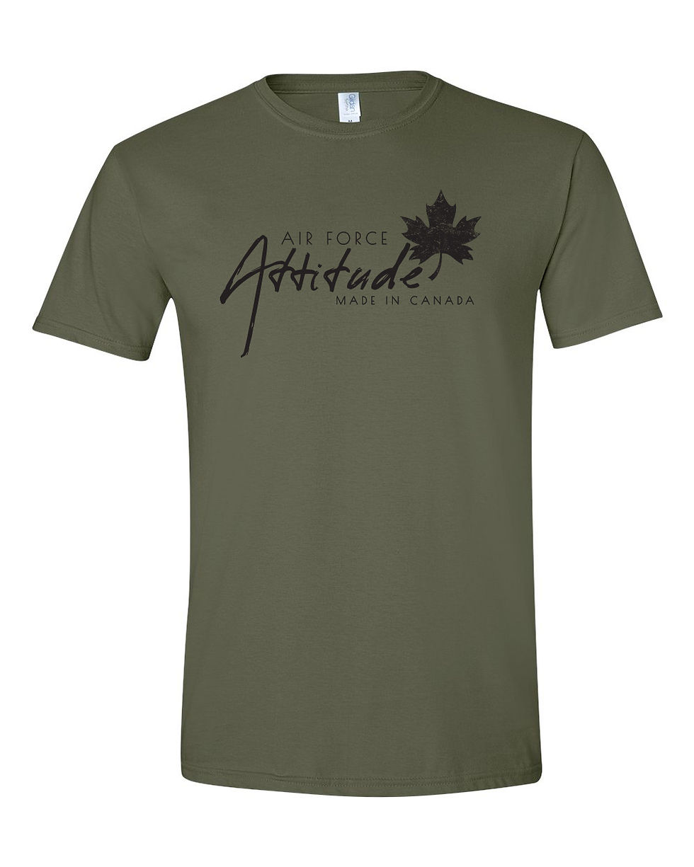 Thumbnail: Military Green - Air Force Attitude Soft T-Shirts - Black
