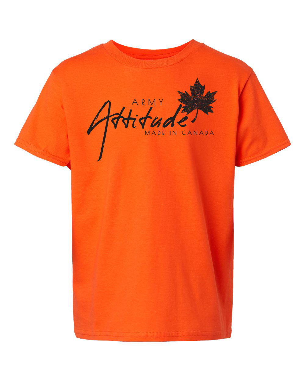 Orange - Youth Army Attitude Soft T-Shirts - Black