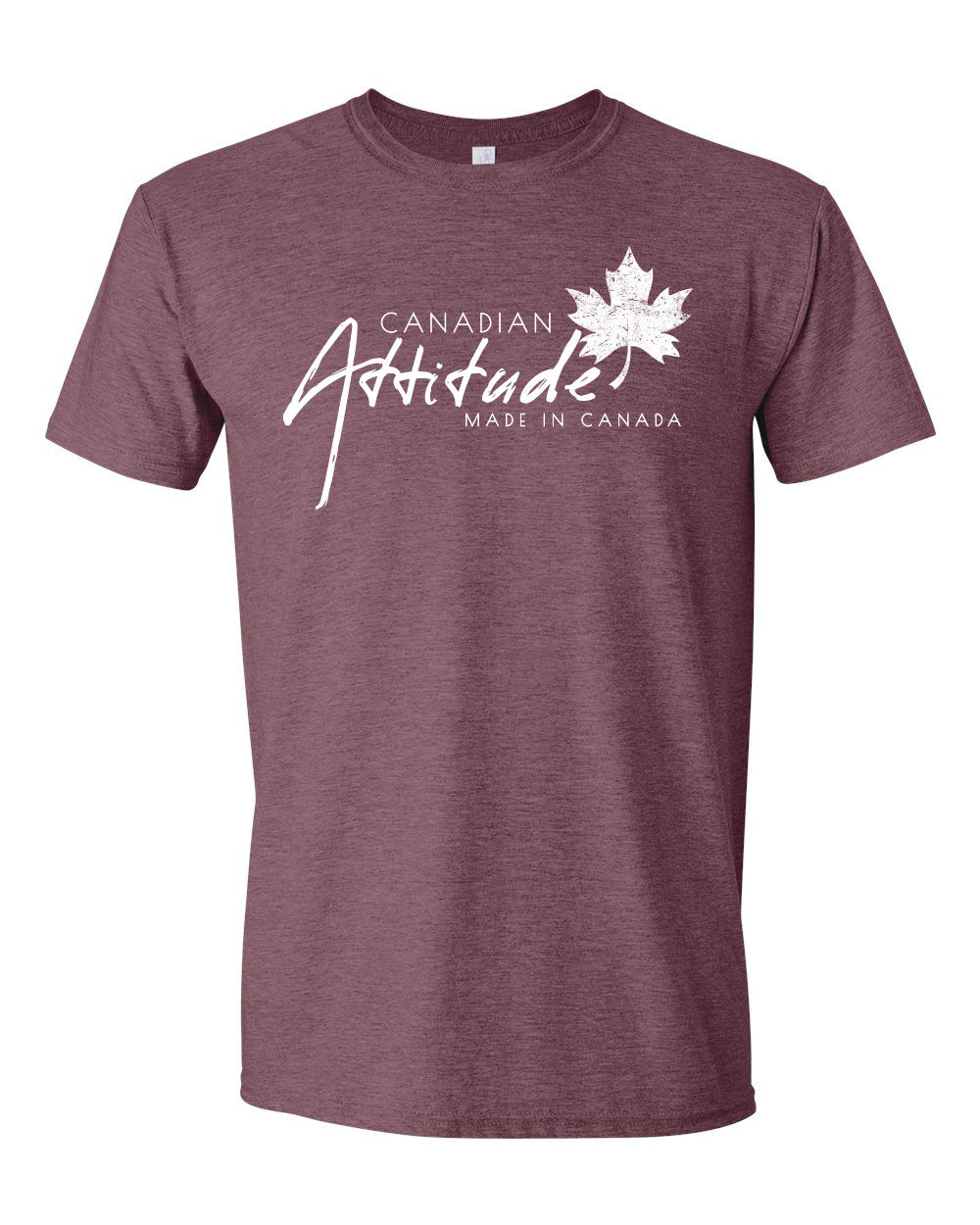 Heather Maroon - Canadian Attitude Soft T-Shirts - White