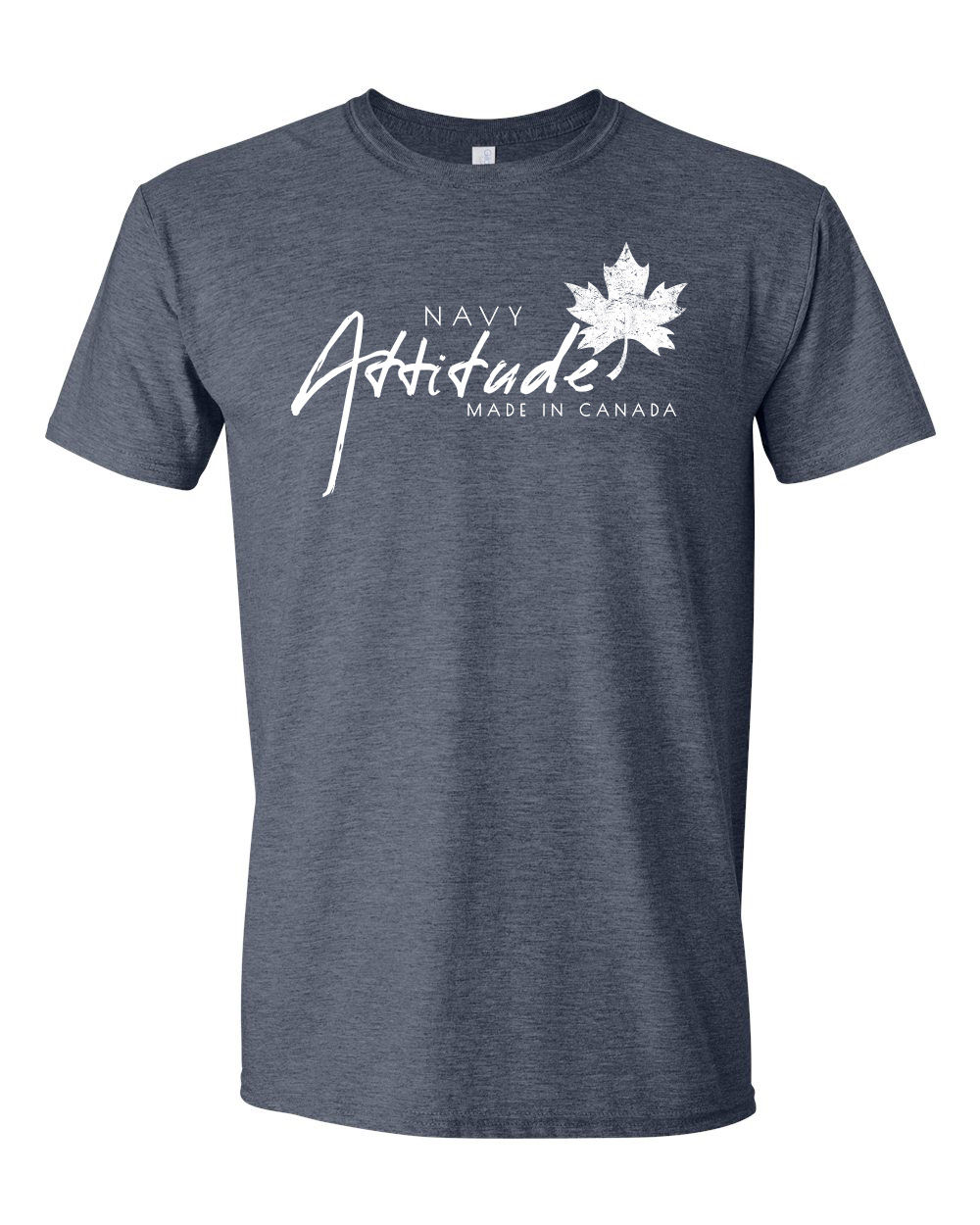 Heather Navy - Navy Attitude Soft T-Shirts - White