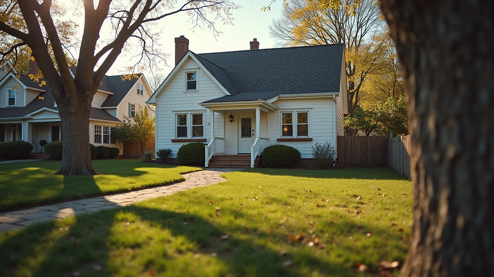 Eye-level view of a cozy home in a suburban neighborhood