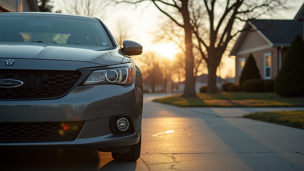 Close-up view of a car parked in a driveway in St. Joseph, Missouri