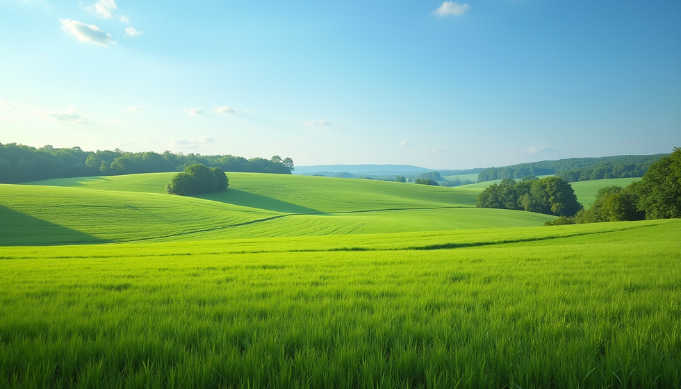 Missouri valley green field with blue sky