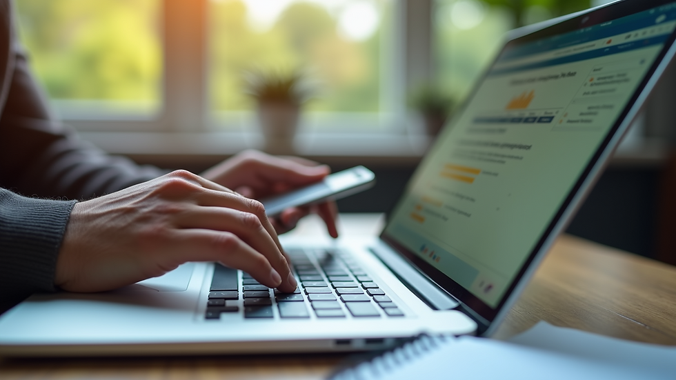 Close-up view of a person comparing insurance quotes on a laptop