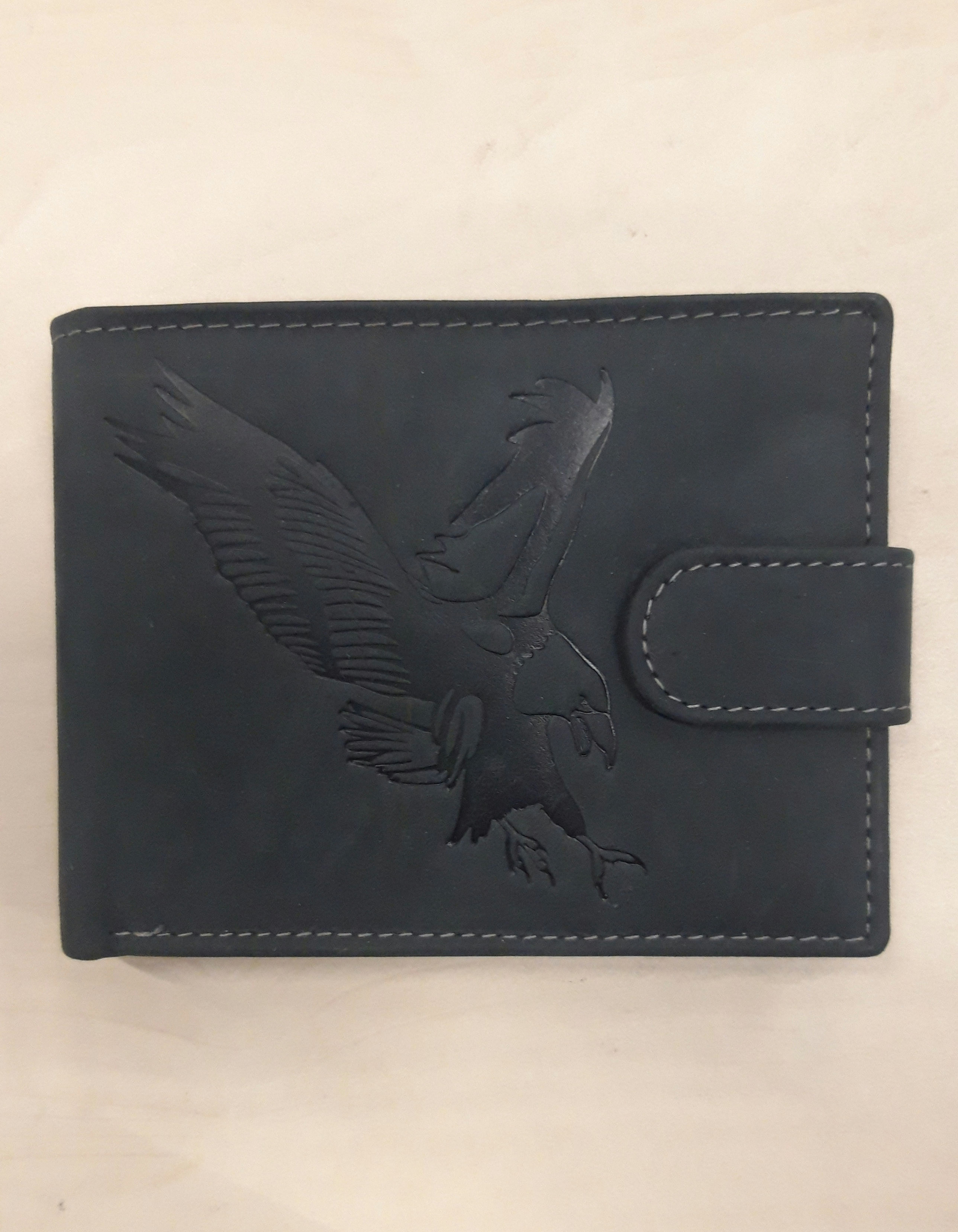PORTEFEUILLE EN CUIR ANTI-PIRATAGE MOTIF AIGLE - Couleur NOIR