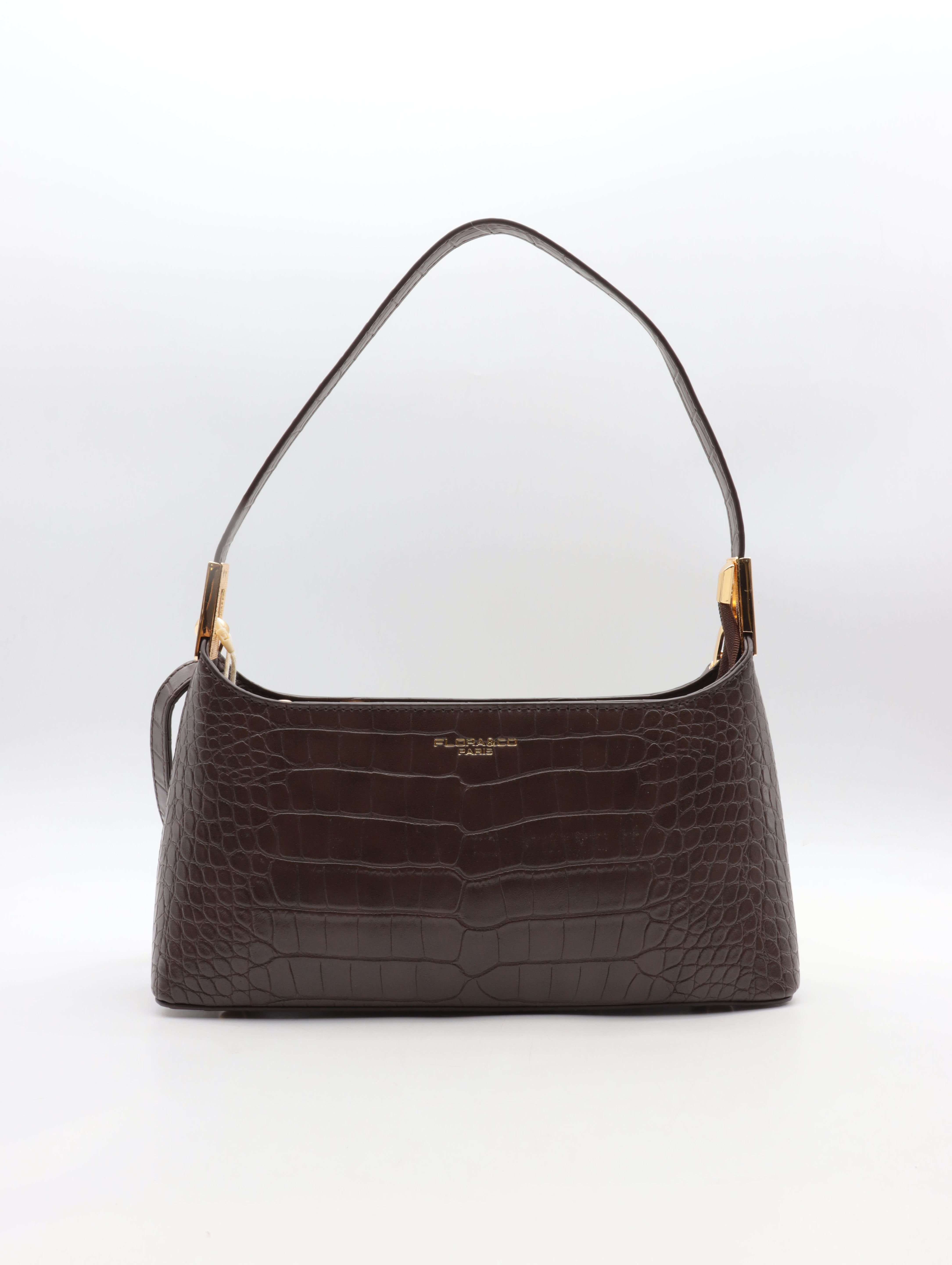 PETIT SAC EFFET "CROCO" FLORA&CO F9975 - Couleur CHOCOLAT