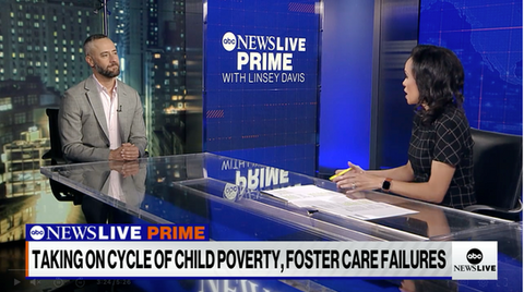 David on the set of ABC News Live Prime being interviewed