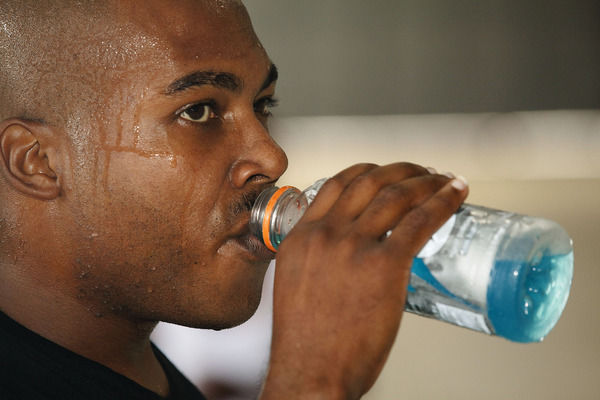 Athlete Sweating Drinking Gatorade