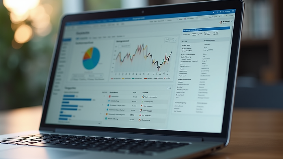Close-up view of a laptop screen showing an interactive project management dashboard