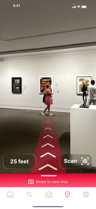 A GIF going through the AR Navigational and Map feature