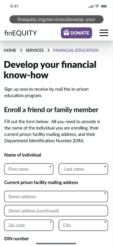 A GIF of the high-fidelity prototype for the sign-up process