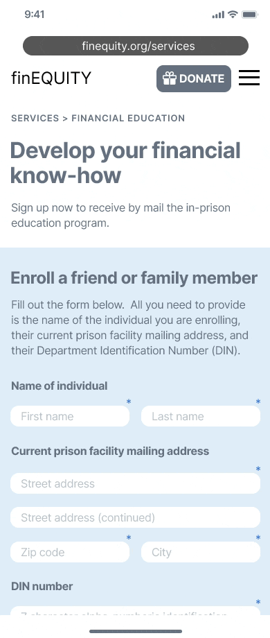 A GIF of the wireframes for the sign-up process