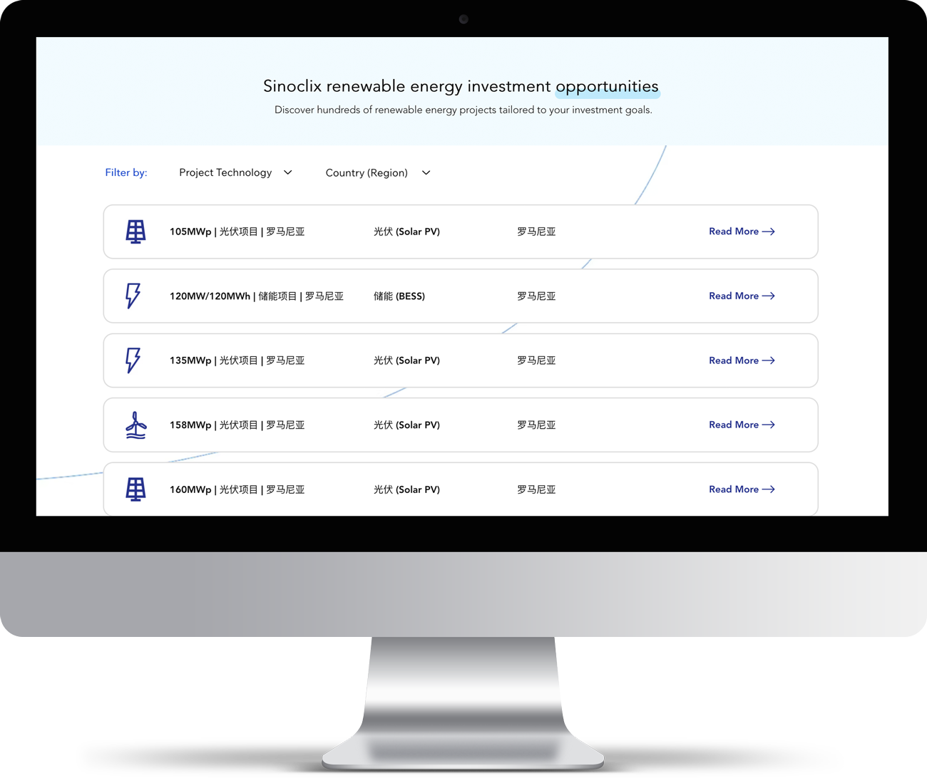 Sinoclix Energy_Project List Page Overview